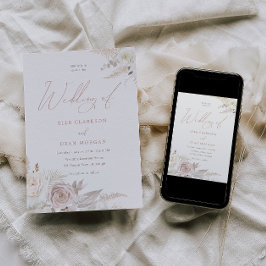 Dusty Roos & Ivory Elegant Wedding Kaart