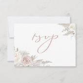 Dusty Roos & Ivory Elegant Wedding RSVP Kaartje (Voorkant)