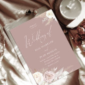 Dusty Roos Ivory Floral Elegant Wedding Kaart