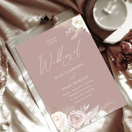 Dusty Roos Ivory Floral Elegant Wedding Kaart