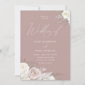 Dusty Roos Ivory Floral Elegant Wedding Kaart (Voorkant)