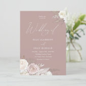 Dusty Roos Ivory Floral Elegant Wedding Kaart (Staand voorkant)