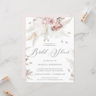 Dusty Roos & Ivory Floral Large Vrijgezellenfeest  Kaart