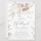 Dusty Roos & Ivory Floral Large Wedding Kaart (Voorkant)
