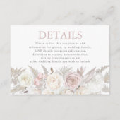 Dusty Roos Ivory Floral Wedding Reception Details Informatiekaartje (Voorkant)