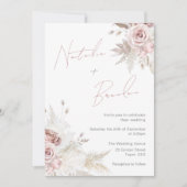 Dusty Roos & Ivory Modern Script Floral Wedding Kaart (Voorkant)