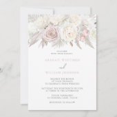 Dusty Roos & Ivory White Roses Floral Wedding Kaart (Voorkant)
