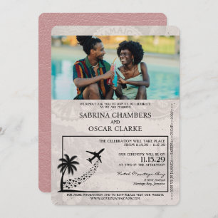Dusty Roos Jamaica Passport Wedding Invitation Kaart