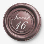 Dusty Roos Kaars Wax Seal Drip Sweet 16 Bruiloft Papieren Bordje (Voorkant)