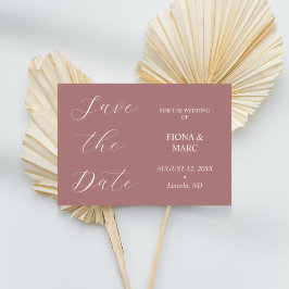 Dusty roos kalligrafie elegant save the date kaart