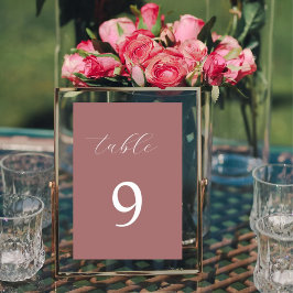 Dusty roos kalligrafie elegant tafelnummer