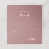 Dusty roos kalligrafie elegante bruiloft stoel plaatskaartje (Buitenkant ongevouwen)