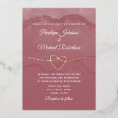 Dusty Roos Kalligrafie Wedding Folie Uitnodigen Folie Uitnodiging (Voorkant)