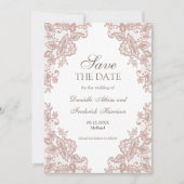 Dusty roos kant bruiloft opslaan van de datum kaar feestdagenkaart (Voorkant)