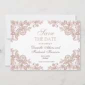 Dusty roos kant bruiloft opslaan van de datum kaar feestdagenkaart (Voorkant)
