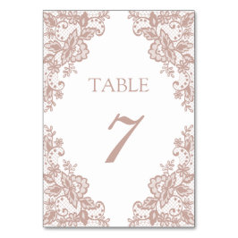Dusty roos kant trouwtafel nummer kaart