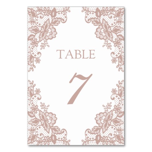 Dusty roos kant trouwtafel nummer kaart (Voorkant)