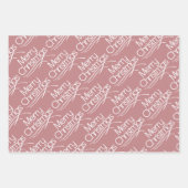 Dusty roos kersttypografie en stippen vakantie inpakpapier vel (Voorkant)