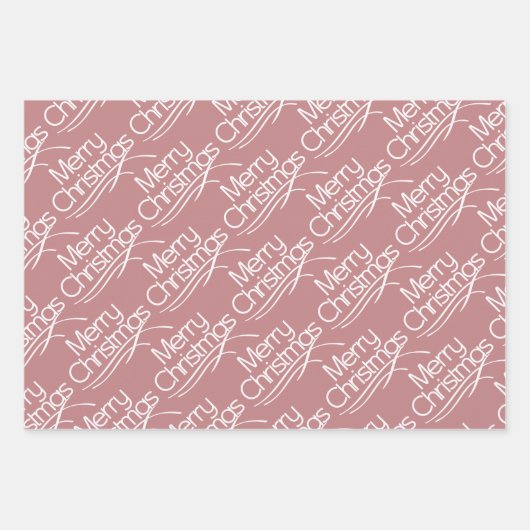 Dusty roos kersttypografie en stippen vakantie inpakpapier vel (Voorkant)