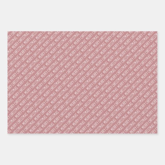 Dusty roos kersttypografie moderne vakantie inpakpapier vel (Voorkant 3)