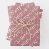 Dusty roos kersttypografie moderne vakantie inpakpapier vel (In situ)