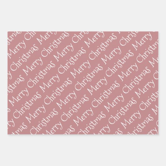 Dusty roos kersttypografie moderne vakantie inpakpapier vel (Voorkant)