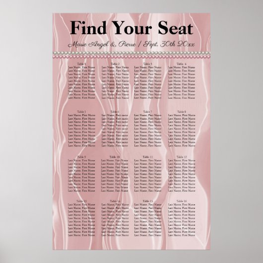 Dusty Roos kleur Zijde zijde en witte parels Zitka Poster (Voorkant)