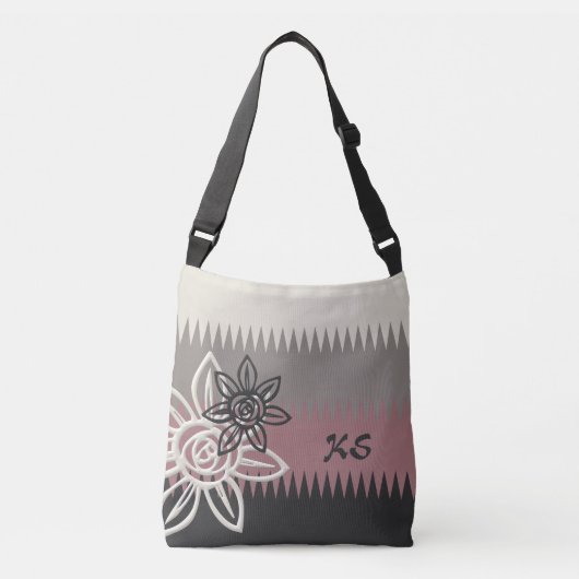 Dusty Roos/Koolstof Aangepaste Floral Crossbody Ba Crossbody Tas (Voorkant)