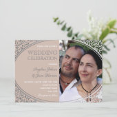 Dusty Roos Lace foto bruiloft uitnodiging (Staand voorkant)