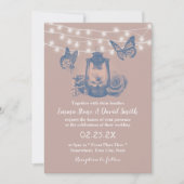 Dusty Roos Lantern & Butterflies Rustic Wedding Kaart (Voorkant)