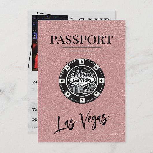 Dusty Roos Las Vegas Passport Bewaar de datum Save The Date (Voorkant / Achterkant)