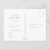 Dusty Roos Leafy Crest Monogram Weddenschap RSVP Uitnodiging Briefkaart (Achterkant)
