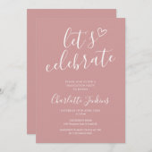 Dusty Roos Let's Celebrate Script Graduation Party Kaart (Voorkant / Achterkant)