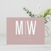 Dusty Roos Lg. Monogram Bruiloft Bewaar de datum Save The Date (Staand voorkant)
