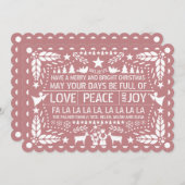 Dusty roos Love Peace Joy papel picado Kerstmis Feestdagenkaart (Voorkant / Achterkant)