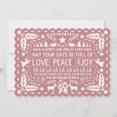 Dusty roos Love Peace Joy papel picado Kerstmis Feestdagenkaart (Voorkant)