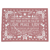 Dusty roos Love Peace Joy papel picado Kerstmis Groot Cadeauzakje (Voorkant)