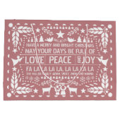 Dusty roos Love Peace Joy papel picado Kerstmis Groot Cadeauzakje (Achterkant)