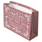Dusty roos Love Peace Joy papel picado Kerstmis Groot Cadeauzakje (Achterkant Gekanteld)