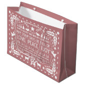 Dusty roos Love Peace Joy papel picado Kerstmis Groot Cadeauzakje (Voorkant Gekanteld)