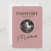 Dusty Roos Malediven Paspoort Huwelijksuitnodiging Kaart (Achterkant)