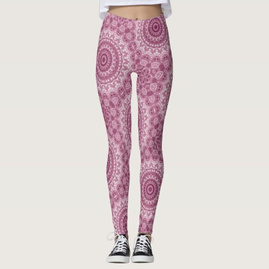 Dusty Roos Mandala Pattern Design Leggings (Voorkant)