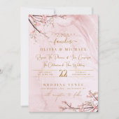 DUSTY ROOS MARBLE GOLD ABSTRACT FLORALS WEDING KAART (Voorkant)