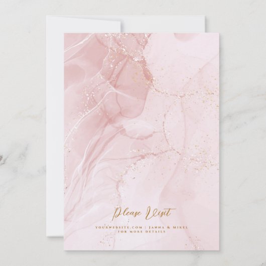 DUSTY ROOS MARBLE GOLD ABSTRACT FLORALS WEDING KAART (Achterkant)