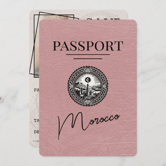 Dusty Roos Marokko Passport Bewaar de datum Save The Date (Voorkant / Achterkant)