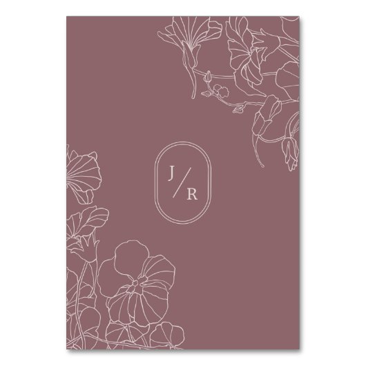 Dusty Roos Mauve Bloemenbruiloft Kaart (Achterkant)