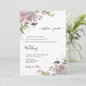 Dusty Roos Mauve Blush Pink Floral Wedding Kaart (Staand voorkant)