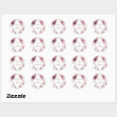 Dusty Roos & Mauve Boho Floral Lijst Wedding Ronde Sticker (Vel)