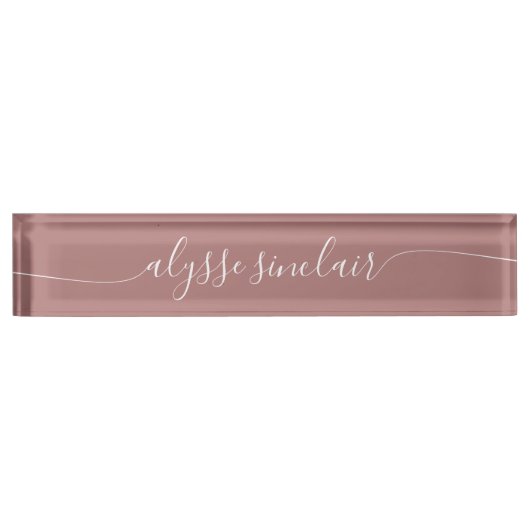 Dusty Roos Mauve Elegant Calligraphy Script Naambordje (Voorkant)