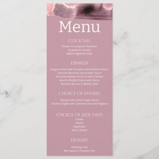 Dusty Roos Mauve Modern Wedding Menu (Voorkant)